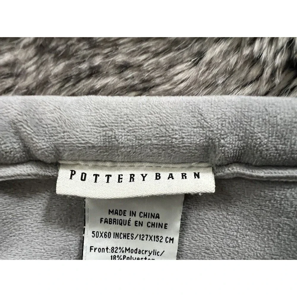 Pottery Barn Ombré Faux Fur Throw 50 x 60” Gray